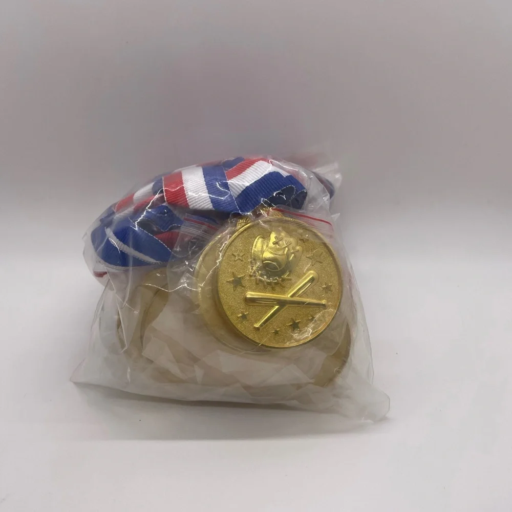 Gold Medal with Ribbon 12 Pack New In Package Hefty Metal Fun Reward Olympics
